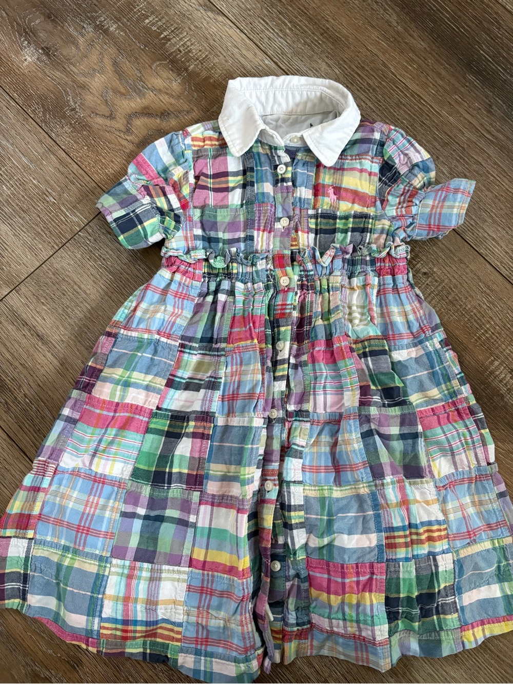 Polo by Ralph Lauren Multicolor Plaid Cotton Dress with White Collar 3T